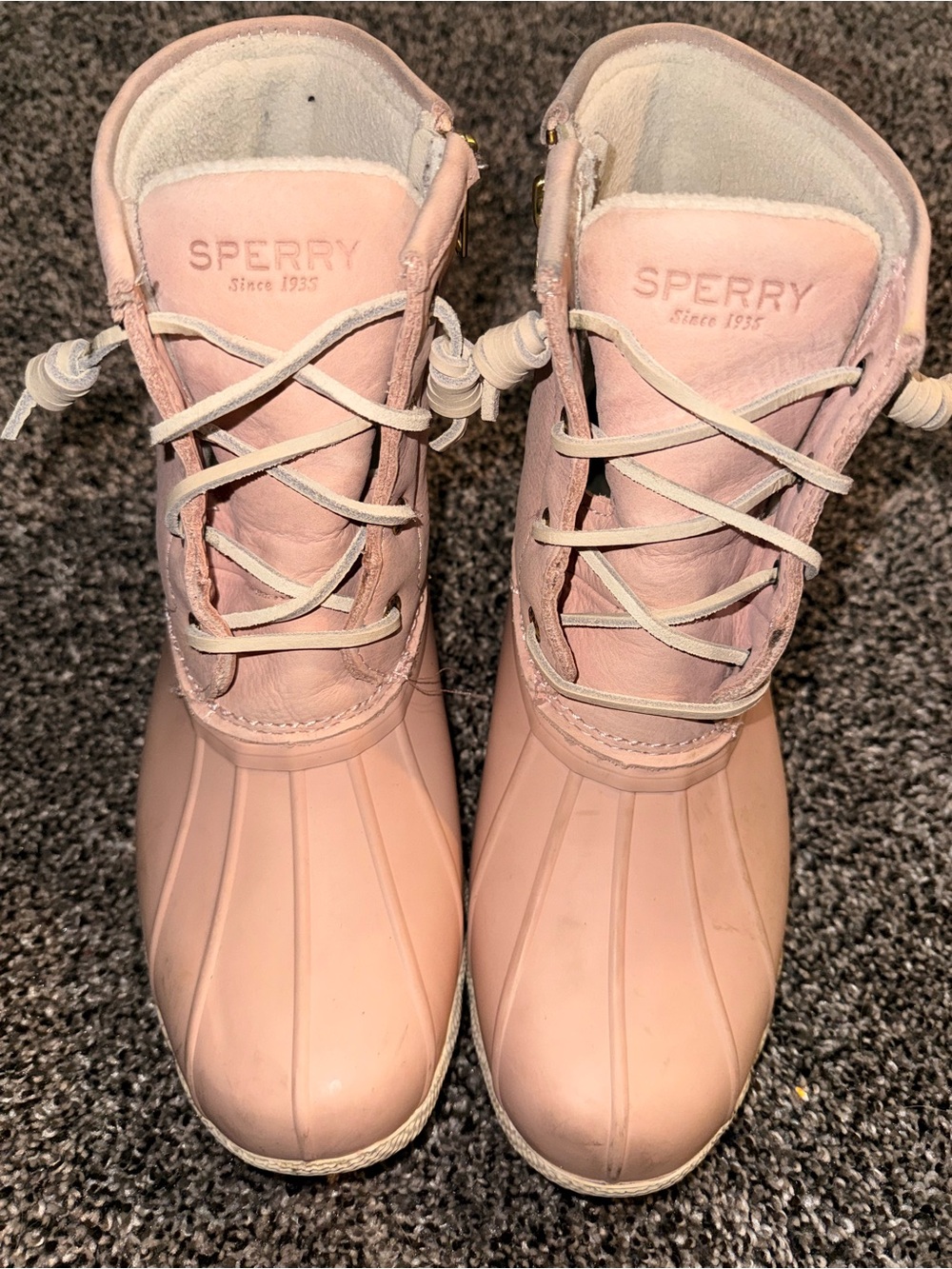 Sperry snow boots size 8 pink with zippers on side